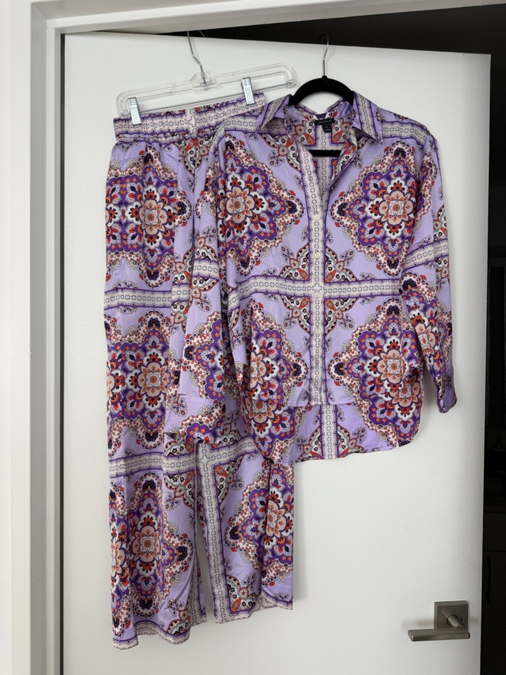 Ann Taylor Lavender Paisley Wide Leg Jumpsuit